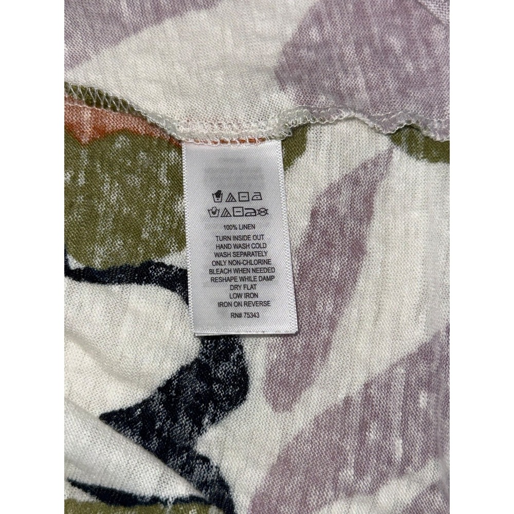 Rachel Zoe 100% Linen Top Women's 1X Floral Boho Coastal Cottagecore Artsy - Picture 4 of 7